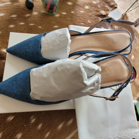 Anthropologie Guilhermina Slingback Kitten Heel in Denim - Picture 6 of 13